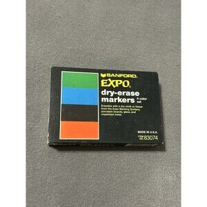 Vintage Expo Dry Erase Sanford Markers Set Chisel Tip #83074 USA 4 Colors Smelly